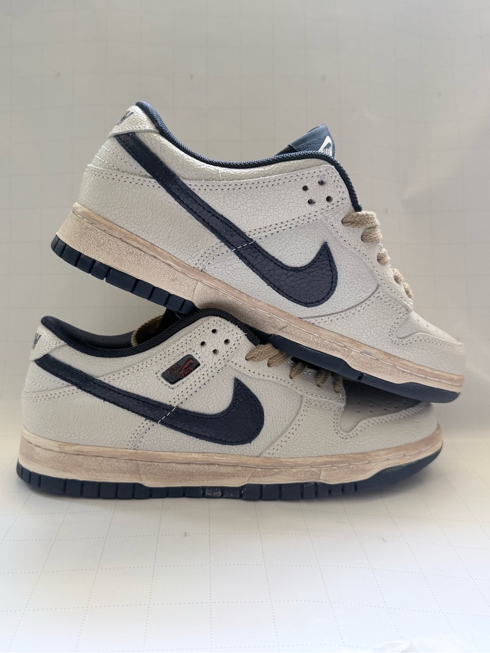 Nike Men’s Low-Top Sneakers — White with Navy Swoosh
